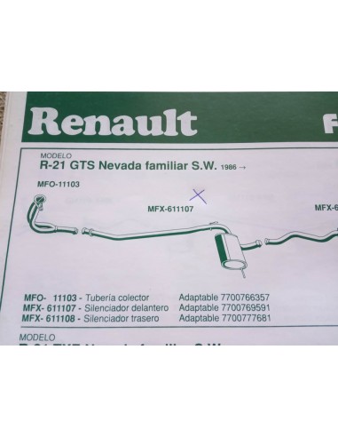 SILENCIOSO DELANTERO RENAULT 21 GTS NEVADA SW