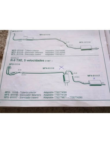 SILENCIOSO TRASERO ESCAPE RENAULT 9 TXE 5 vel