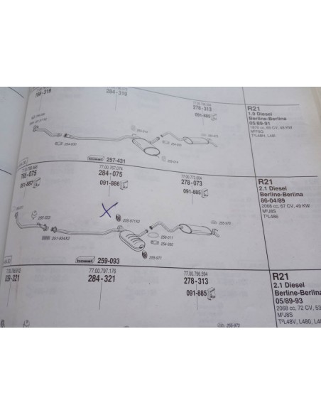 SILENCIOSO DELANTERO RENAULT 21 MOTOR 2.1 D Y TD