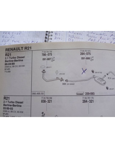 SILENCIOSO DELANTERO RENAULT 21 MOTOR 2.1 D Y TD