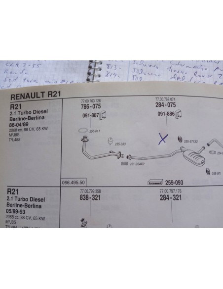 SILENCIOSO DELANTERO RENAULT 21 MOTOR 2.1 D Y TD
