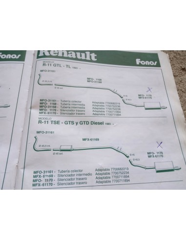 SILENCIOSO TRASERO ESCAPE RENAULT 11 DIESEL Y GASOLINA