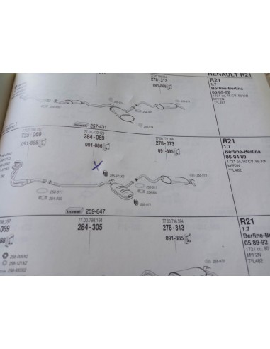 SILENCIOSO DELANTERO ESCAPE RENAULT 21 MOTOR 1.7