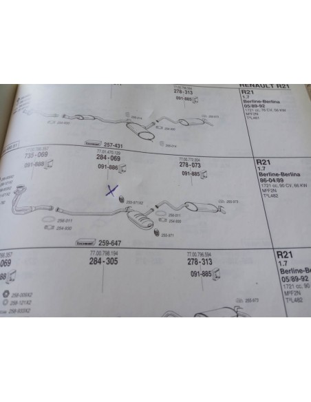 SILENCIOSO DELANTERO ESCAPE RENAULT 21 MOTOR 1.7