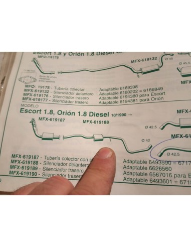 SILENCIOSO INTERMEDIO ESCAPE FORD ORION Y ESCORT DIESEL