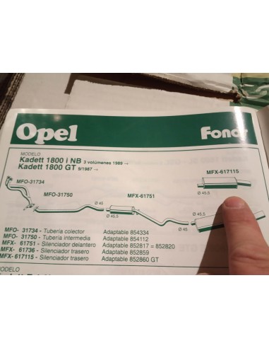 SILENCIOSO TRASERO ESCAPE OPEL KADETT Y ASTRA