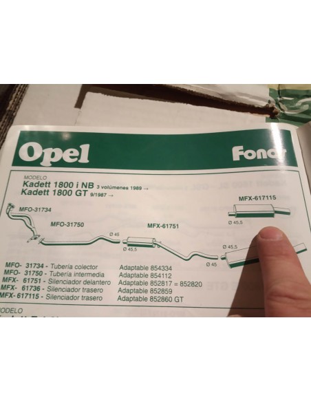 SILENCIOSO TRASERO ESCAPE OPEL KADETT Y ASTRA