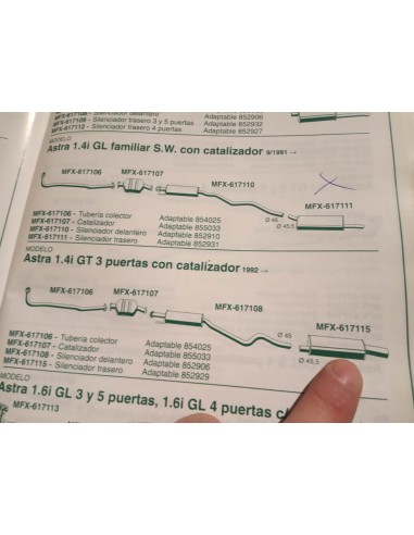 SILENCIOSO TRASERO ESCAPE OPEL KADETT Y ASTRA