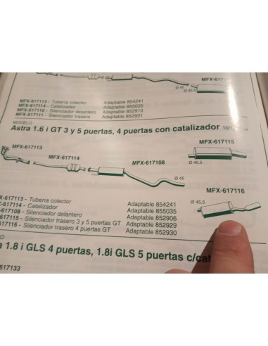 SILENCIOSO TRASERO ESCAPE OPEL KADETT 1.6 i GT Y 1.8 GSI