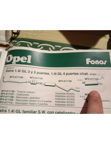 SILENCIOSO TRASERO ESCAPE OPEL ASTRA 3 Y 5 PUERTAS