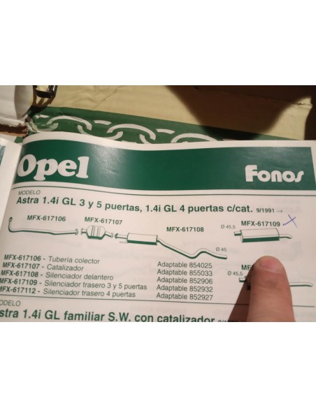 SILENCIOSO TRASERO ESCAPE OPEL ASTRA 3 Y 5 PUERTAS