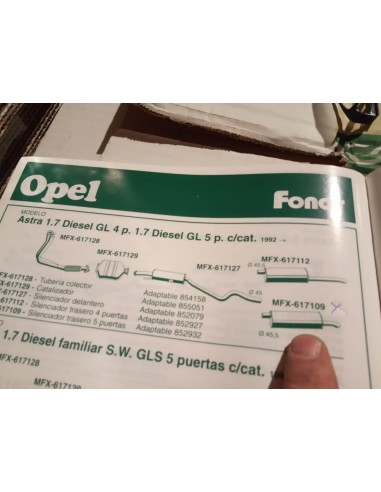 SILENCIOSO TRASERO ESCAPE OPEL ASTRA 3 Y 5 PUERTAS