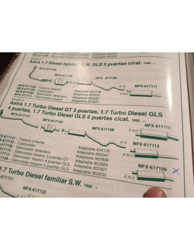 SILENCIOSO TRASERO ESCAPE OPEL ASTRA 3 Y 5 PUERTAS
