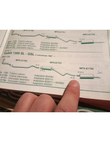 SILENCIOSO TRASERO ESCAPE OPEL KADETT 1300 E