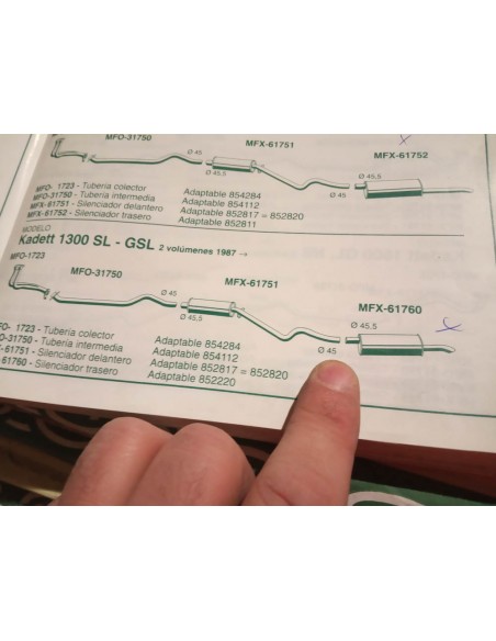 SILENCIOSO TRASERO ESCAPE OPEL KADETT 1300 E