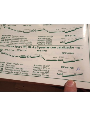 SILENCIOSO TRASERO OPEL VECTRA 2000 i 5 PUERTAS