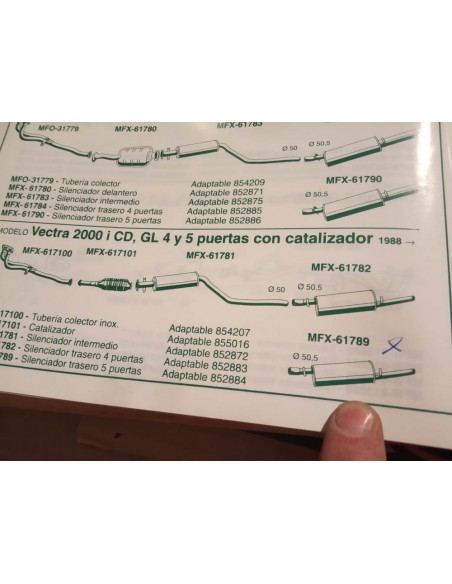 SILENCIOSO TRASERO OPEL VECTRA 2000 i 5 PUERTAS