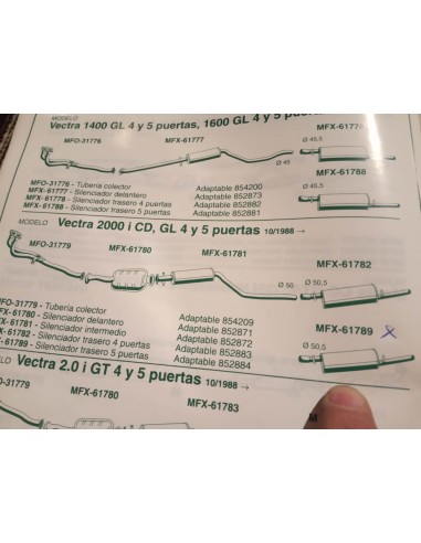 SILENCIOSO TRASERO OPEL VECTRA 2000 i 5 PUERTAS