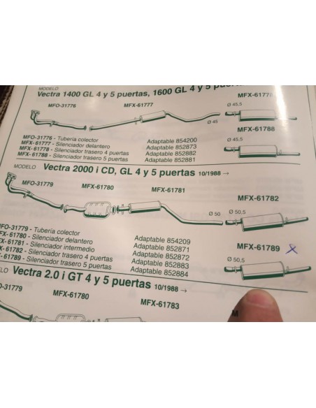 SILENCIOSO TRASERO OPEL VECTRA 2000 i 5 PUERTAS