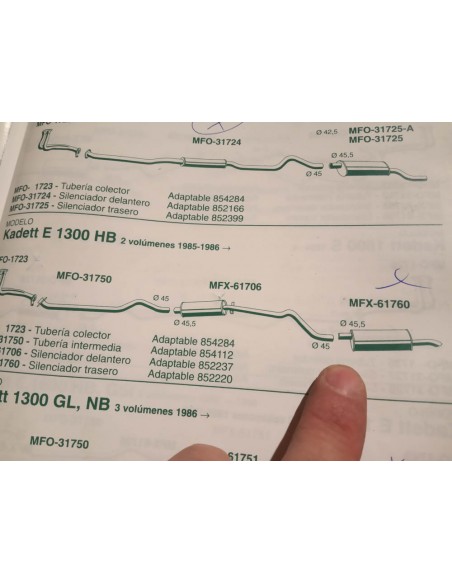 SILENCIOSO TRASERO ESCAPE OPEL KADETT 1300 E