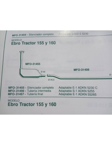 SILENCIOSO ESCAPE TRACTOR EBRO 155,160 Y SUPER 55