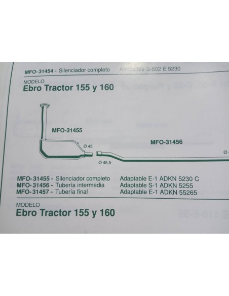 SILENCIOSO ESCAPE TRACTOR EBRO 155,160 Y SUPER 55
