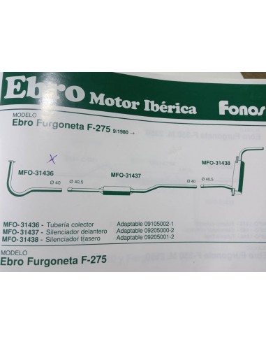 SILENCIOSO TRASERO ESCAPE AVIA 1.250 Y EBRO F-275