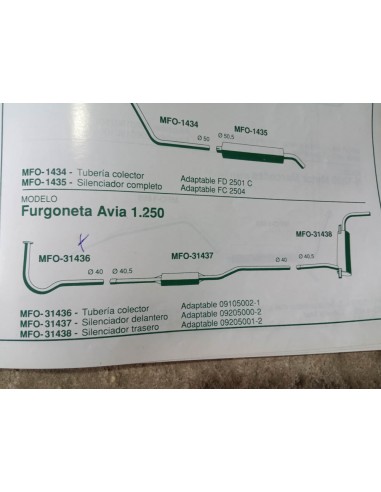 SILENCIOSO DELANTERO ESCAPE AVIA 1.250 Y EBRO F-275