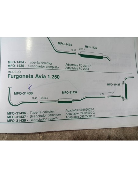SILENCIOSO DELANTERO ESCAPE AVIA 1.250 Y EBRO F-275