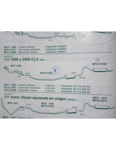 SILENCIOSO TRASERO ESCAPE SEAT 131 1800 Y 2000 CLX