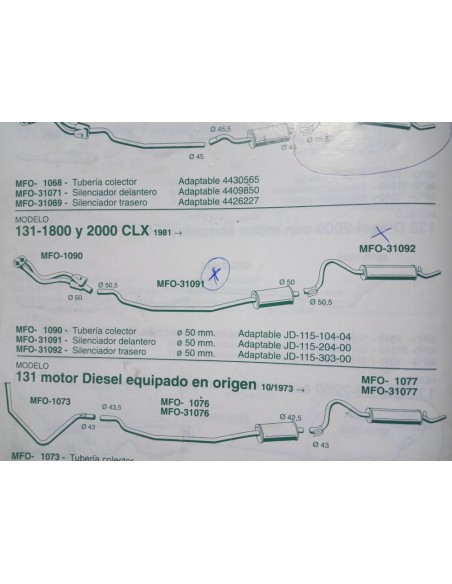 SILENCIOSO TRASERO ESCAPE SEAT 131 1800 Y 2000 CLX