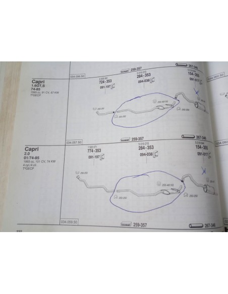 SILENCIOSO DELANTERO ESCAPE FORD CAPRI 1.6 Y 2.0