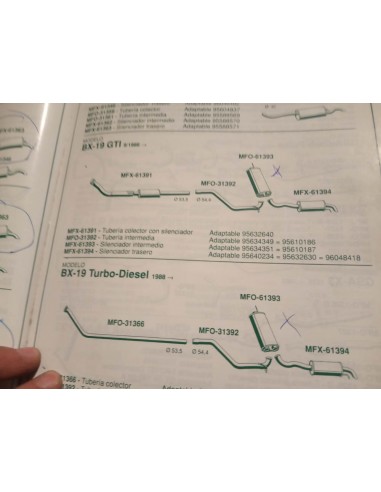 SILENCIOSO INTERMEDIO ESCAPE CITROEN BX 19 GTI