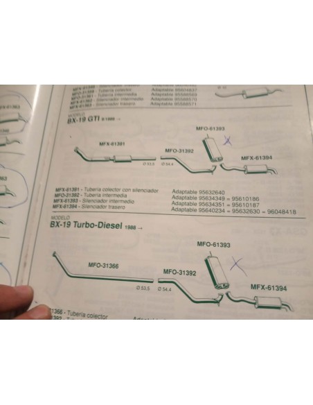 SILENCIOSO INTERMEDIO ESCAPE CITROEN BX 19 GTI