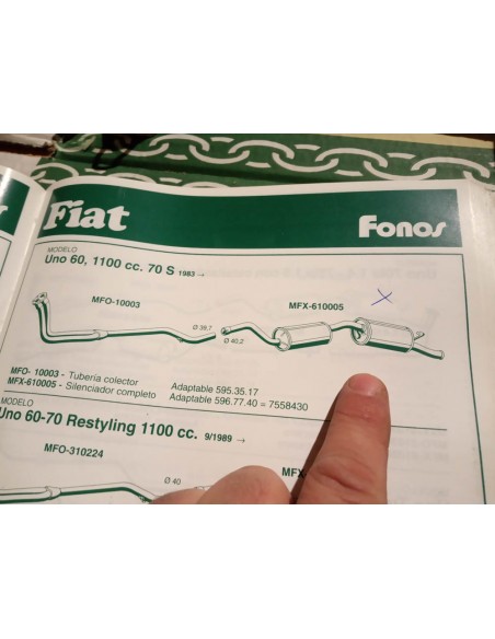 SILENCIOSO TRASERO ESCAPE FIAT UNO 60 Y 70 S