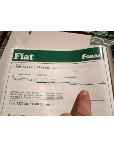 SILENCIOSO TRASERO ESCAPE FIAT TIPO 1.1 FIRE