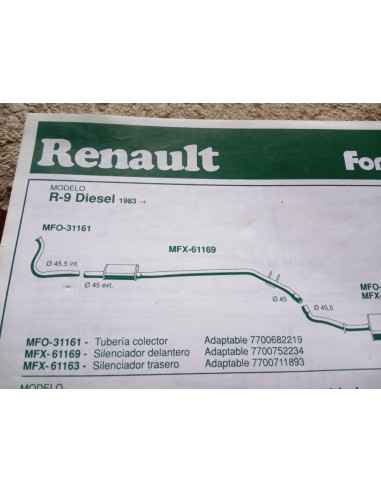 SILENCIOSO DELANTERO ESCAPE RENAULT 9 Y 11