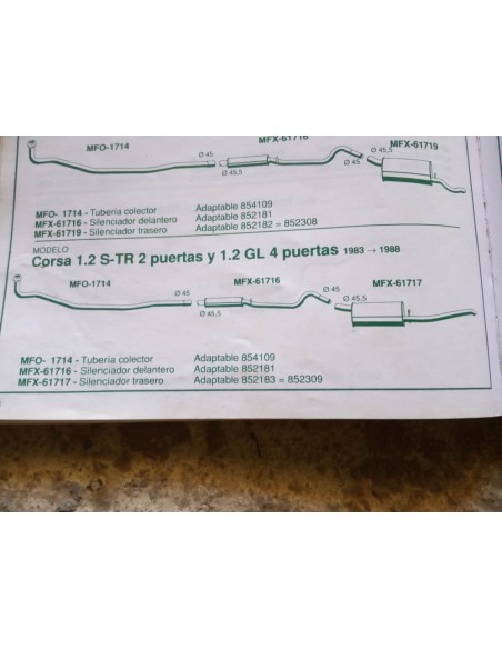 SILENCIOSO TRASERO ESCAPE OPEL CORSA A