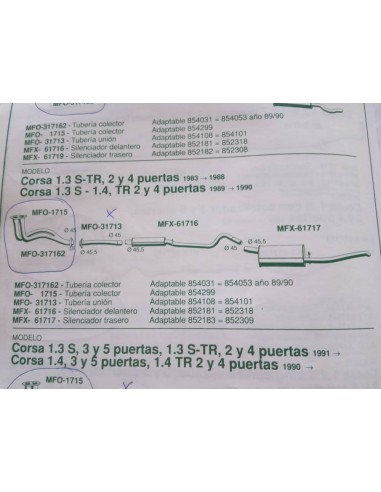 SILENCIOSO TRASERO ESCAPE OPEL CORSA A