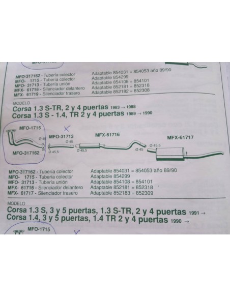 SILENCIOSO TRASERO ESCAPE OPEL CORSA A