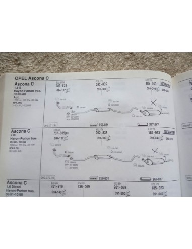 SILENCIOSO TRASERO ESCAPE OPEL ASCONA C