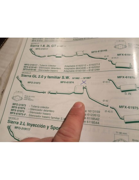 SILENCIOSO INTERMEDIO ESCAPE FORD SIERRA 2.0