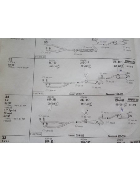 SILENCIOSO TRASERO ESCAPE ALFA ROMEO 33 1.5 Y 1,7