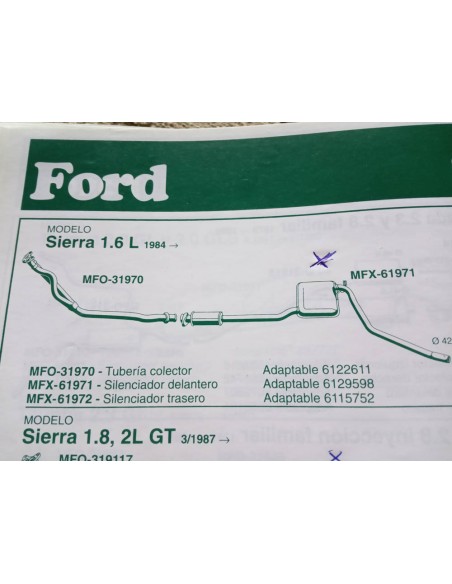 SILENCIOSO DELANTERO ESCAPE FORD SIERRA 1.6  L