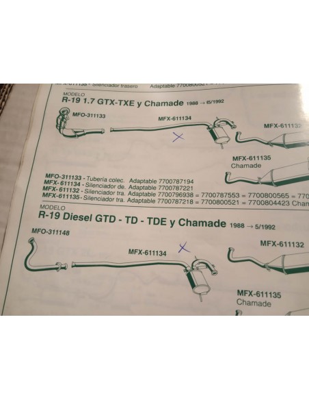 SILENCIOSO INTERMEDIO ESCAPE RENAULT 19