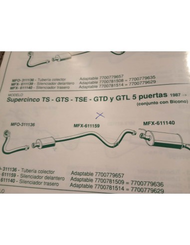 SILENCIOSO INTERMEDIO ESCAPE RENAULT SUPERCINCO