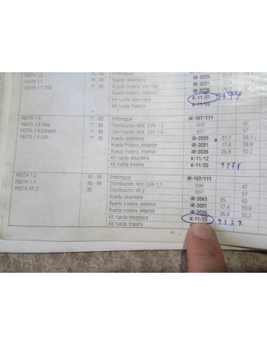 KIT RODAMIENTO RUEDA DELANTERA FIESTA MK1 Y MK2 DEL 80 AL 89