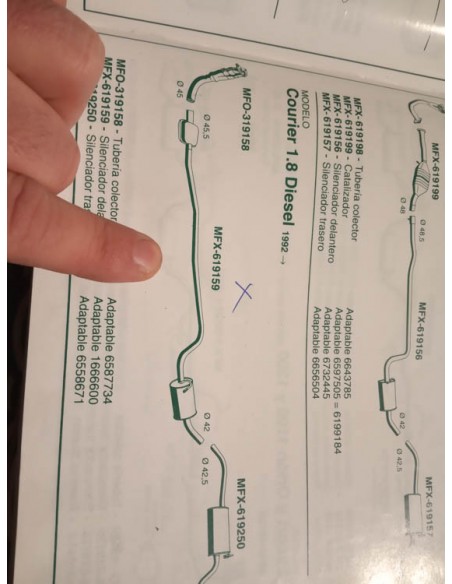 SILENCIOSO INTERMEDIO FORD COURIER 1.8 DIESEL