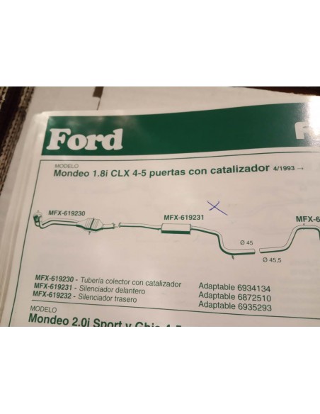 SILENCIOSO INTERMEDIO ESCAPE FORD MONDEO 1.8