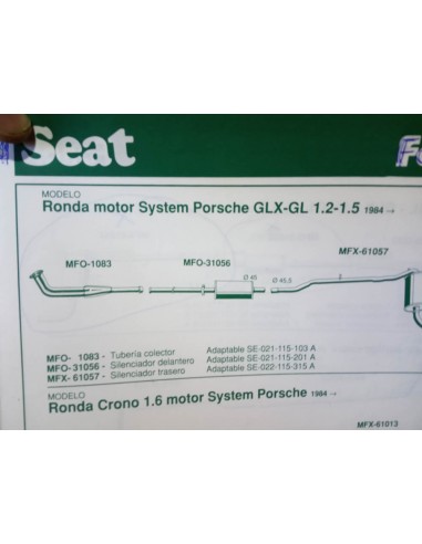 SILENCIOSO DELANTERO ESCAPE SEAT RONDA SYSTEM PORSCHE
